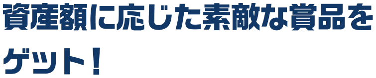 資産額に応じた素敵な賞品をゲット！
