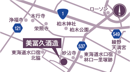 美冨久酒造の地図